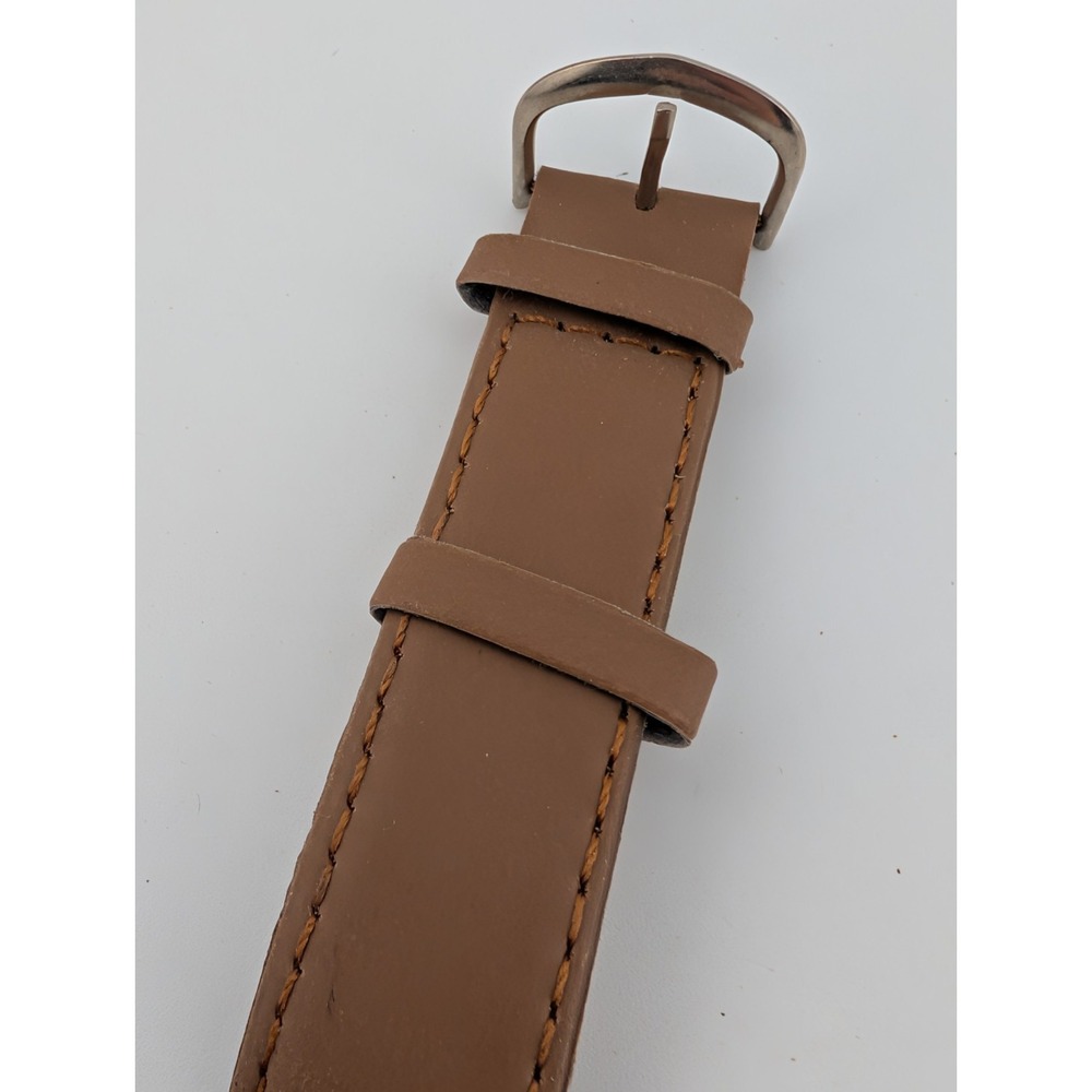 Calvin Hill Watch Women 34mm Silver Case Black Dial Brown Band- New Battery - Picture 2 of 7
